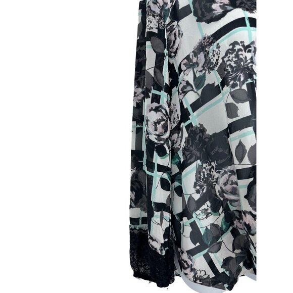 Democracy Women's Floral Sheer Faux Wrap Long Sleeve Blouse Size M - Picture 4 of 11